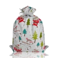 Christmas drawstring gift bag featuring Santa and skating snowman on white PE plastic - Large / White Snowman