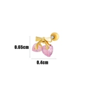 Pink heart zircon cherry stud earring with golden bow and screw ball back design - Bow Cherry Style (6#) / Gold Yellow