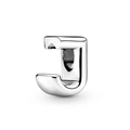 Polished silver alphabet letter J charm bead for DIY personalized jewelry bracelets - Letter J