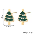 Detailed view of Christmas tree earrings with green oil drip finish and size dimensions - Green Christmas Tree