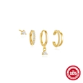 4-piece set of gold plated S925 sterling silver earrings with white zircon accents - 925 Silver / Gold Style 3