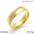 Vergoldeter Edelstahlring 6mm mit geschwungenen Kanaldiamanten für Paare - Eingelegter Damenstil (KR86747-K)