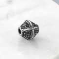 Vintage stainless steel square spacer bead with embossed texture for men's bracelets - Square Vintage Textured Style (KLJ9049-KJX)
