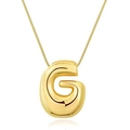 Chubby 3D balloon style letter G pendant necklace in polished 18k gold plated copper - Letter G
