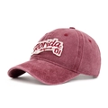Casquette de baseball vintage bordeaux délavé avec broderie Florida et visière - Rouge