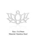Lotus flower pendant in stainless steel for DIY bracelets, size 11x19mm with reflection - Silver Small Lotus (11x19mm) / 5 Pcs/Pack