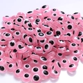 Rosa runde Harzperlen mit Bösem Blick Motiv für die DIY-Schmuckherstellung in Masse - 4*6mm / Rosa