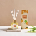 Citrus scent reed diffuser set with yellow essential oil bottle and white fiber sticks - Lemon
