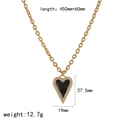 Elegante gouden hartketting met zwart emaille en fonkelende kristallen op een parelketting - Grote Zwart Emaille Zirconia Hart Ketting (TN3589-BK)