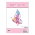 Pink foil butterfly balloon in gradient colors for party decor, size 65x73cm - 65X73cm / Side-view Pink Butterfly