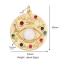 Gold-plated brass evil eye pendant with colorful zircon stones and 24mm size measurements - Retro Relief Gold L295899-G