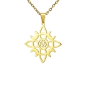 Collier avec pendentif Triquetra celtique doré et motif solaire sur chaîne en O dorée - Or Noeud de Sorcière Lune 1
