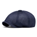 Dark blue breathable mesh newsboy cap with lightweight hollow design for summer sun protection - Navy Blue