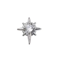 Boucles d'oreilles étoiles en argent sterling S925 avec zircon rond central - Style Individuel Strass Blanc