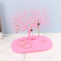 Pink deer antler jewelry stand with base for organizing necklaces and earrings - Pink
