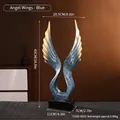 Modern abstract angel wing sculpture in gradient blue and gold finish with black base - 7126E-4302 Blue Angel Wings-Large
