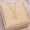 Elegant gold double heart necklace for women featuring sparkling zircon inlay details - 6059 Double Heart Design / Gold