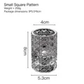 Silver checkered crystal glass candle holder or makeup brush jar, 8cm height small size - Square Pattern Small