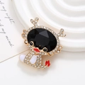 Cartoon dragon charm in gold alloy with pavé rhinestones and large black gemstone - Gold Base Black (D2253)
