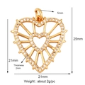 Gold plated double heart pendant DIY jewelry accessory with micro-pave 21x25mm - Polished Micro-Inlaid Heart / Gold