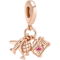 Rose gold airplane globe and suitcase charm set for DIY travel bracelets - Rose Gold Airplane Globe Suitcase
