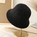 Side profile view showing the soft wool-blend knit texture of a black bucket hat - M (56-58cm) / Graphite Black