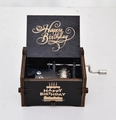 Hand-cranked wooden music box with laser-engraved Happy Birthday cake patterns - Happy Birthday 1