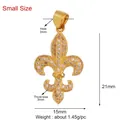 Gold fleur-de-lis pendant with micro-set zircon stones, 21x15mm DIY jewelry accessory - Fleur-de-lis - Small / Gold
