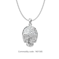 Pendentif tête de mort argenté avec strass blancs brillants pour la mode hip-hop - Couleur Acier (N0158S)