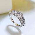 Classic 925 sterling silver ring with five round diamonds in a row, silver finish - Galaxy Diamond Ring