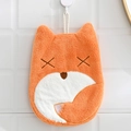 Cute orange fox cartoon hand towel made of absorbent coral fleece with a hanging loop - 18*23cm / Fox