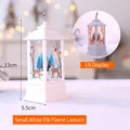 Weiße Weihnachtslaterne mit Elchwald-Muster und warmem LED-Flammeneffekt 13cm - Elch / Weiß
