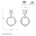 Guía de dimensiones detalladas para pendientes geométricos de plata 925 y circonitas - Plata 925 chapada en oro blanco