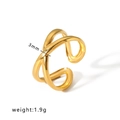 Irregular 18k gold-plated titanium steel ring with double-line cross design, 3mm wide - Double-Line Cross Minimalist Style (HF-J1291)
