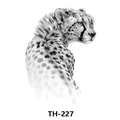 Sketch style cheetah temporary tattoo sticker in black and white realistic design TH-227 - Th-227 / 210*148mm