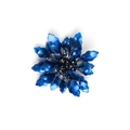 Elegant navy blue acrylic flower brooch with layered petals and golden center details - Royal Blue Water Ripple