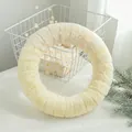 Ghirlanda di Natale a ciambella beige da 30cm in morbida ecopelliccia per decorazioni - 30CM Anello Bianco