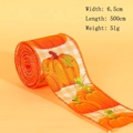 6,5 cm breites orangefarbenes Band mit Kürbis und Karos für Erntedankfest Geschenke - Orange Weiß Karierter Kürbis Stil / 6.5cmx5m