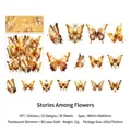 30pcs set of butterfly PET stickers with shell light and 3D laser gold effects - Flower Record
