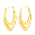 French vintage style gold plated hollow V-shape earrings in polished stainless steel - Style D Pointed Oval Hollow (KE109512)
