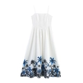 Witte tropische maxi-jurk met kokosnootprint en verstelbare spaghettibandjes - XS / Wit