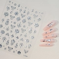 Autocollants à ongles métalliques argentés avec motifs lune et étoiles C7304 - C7304 / Argenté