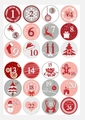 Christmas advent calendar stickers 1-24 numbers for gift bags and kraft boxes - Red White Grey Numbers