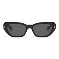 Glossy black thick frame sunglasses with dark grey lenses and gold metal accents - Black Frame Black Grey Lens