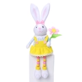 Conejo de Pascua de peluche con vestido amarillo y piernas de cuentas de colores - Estilo de Flor