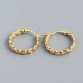 Elegant gold-finished S925 sterling silver woven chain hoop earrings for women - 925 Silver / Gold