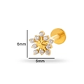 Titanium labret piercing met 6mm gouden sneeuwvlok hanger en witte zirkonia steen - Sneeuwvlok Stijl (2#) / Goud
