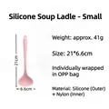 Pink silicone soup spoon small size 21cm long handle heat resistant cooking ladle - Small / Pink