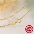 S925 Sterlingsilber Schlangenkette in Gold-Finish mit Italien-Stempel für Halsketten - 40CM / Gold Wasserwellenkette