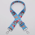 Adjustable sky blue crossbody strap with festive Christmas gingerbread and sock patterns - No. 653 Blue Christmas Silver Hook